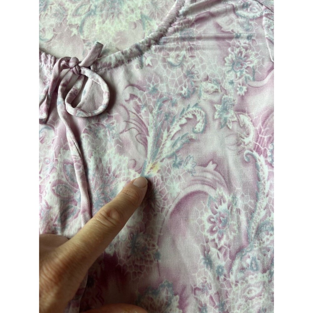 Vintage 90's Rave Pastel Pink Paisley Bell Sleeve Top Blouse Womens Medium - Picture 6 of 9